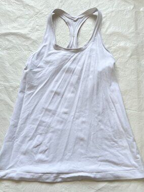 Lululemon tank top Cool Racerback solid white Nulu racerback size 8 scoop neck